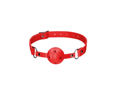 Ouch By Shots Ouch! Breathable Ball Gag Adjustable Leather Strap Juodas Universal Fit