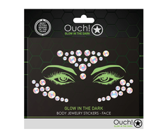 Ouch By Shots Bijoux Indiscrets Glow Face Stickers - Luminous Body Jewelry, Self-Adhesive