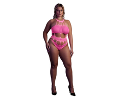 Ouch By Shots Rožinė OUCH! Neon Body UV-Activated Grecian Neckline Neon Rožinė XS/XL