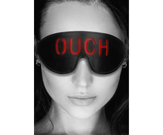Ouch By Shots OUCH Bonded Leather Eye Mask - Raudona Lettering, Adjustable Strap