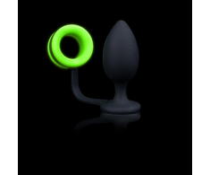 Ouch By Shots Ouch! Glow in the Dark Silicone Plug &amp; Support Ring - Fluorescent Žalias