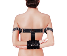 Ouch By Shots Shots Leather Arm Binder Model - Adjustable Juodas Restraint System