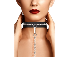 Ouch By Shots Shots Diamond Series Adjustable Collar with Leash, Juodas, Studded Design