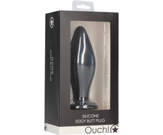 Ouch By Shots Edgy Silicone Plug with Suction Base - Juodas, Medium Size