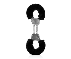 Ouch By Shots Furry Metal Hand Cuffs - Juodas