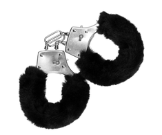 Ouch By Shots Furry Metal Hand Cuffs - Juodas