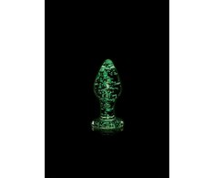 Ouch By Shots Ouch! Glow in the Dark Glass Plug Small - Luminous Žalias Accent