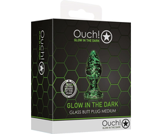 Ouch By Shots Ouch! Glow in the Dark Glass Plug Medium - Fluorescent Žalias Detail