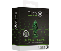 Ouch By Shots Ouch! Glow in the Dark Glass Plug Small - Luminous Žalias Accent