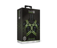 Ouch By Shots Ouch! Body Armor Glow-in-the-Dark Harness L/XL Adjustable Neon Žalias
