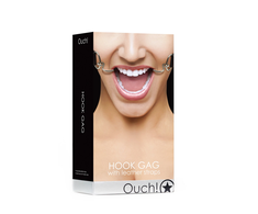 Ouch By Shots Ouch! Adjustable Leather Strap Hook Gag - Universal Fit, Juodas