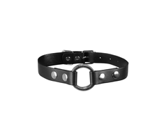 Ouch By Shots Ouch! Deep Throat Gag Juodas - Adjustable PU Leather Mouthpiece