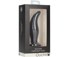 Ouch By Shots Shots Curve Silicone Intimate Plug with Suction Base Juodas