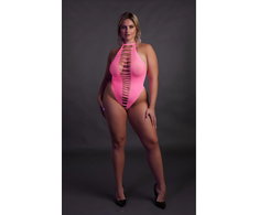 Ouch By Shots NEON High-Cut UV Active Bodysuit Neon Rožinė Stretchy XS-XXXXL