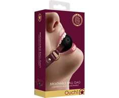 Ouch By Shots OUCH! Halo Breathable Ball Gag Gold Finish Adjustable Leather Strap