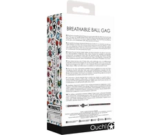 Ouch By Shots Ouch! Breathable Adjustable Ball Gag with Leather Straps Juodas