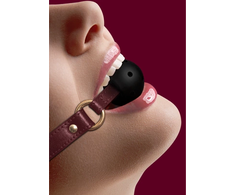 Ouch By Shots OUCH! Halo Breathable Ball Gag Gold Finish Adjustable Leather Strap