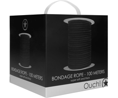 Ouch By Shots Shots Bondage Rope 100 m - Durable Cotton, Juodas, 0.8 cm Diameter