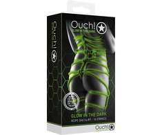Ouch By Shots Ouch! Glow in the Dark Bondage Rope 5m - Luminous Žalias, Soft Touch