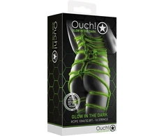 Ouch By Shots Ouch! Glow in the Dark Bondage Rope 10m - Luminous Žalias, Soft Fiber