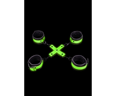 Ouch By Shots Ouch! Glow in the Dark Hand &amp; Ankle Cuffs Set with Hogtie, Luminous Žalias