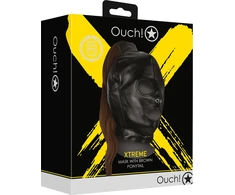Ouch By Shots Ouch! Mask Juodas with Long Brown Ponytail - Adjustable Hood Design