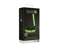 Ouch By Shots Ouch! Adjustable Glow-in-the-Dark Collar with Leash - Neon Žalias Finish
