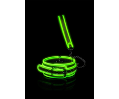 Ouch By Shots Ouch! Adjustable Glow-in-the-Dark Collar with Leash - Neon Žalias Finish