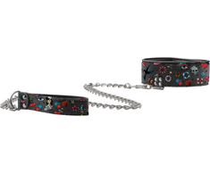 Ouch By Shots Ouch! Adjustable Bonded Leather Collar with Leash, Juodas, Universal Size