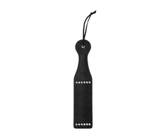 Ouch By Shots DIAMOND Studded Faux Leather Paddle - Elegant Impact Tool, Juodas, 32 cm