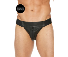 Ouch By Shots Plain Front Leather Jockstrap with Zipper Juodas L/XL