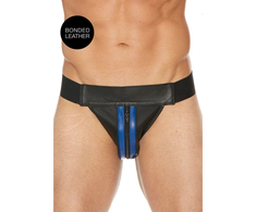 Ouch By Shots Mister B Leather Front Zip Jockstrap Juodas L/XL - Adjustable Waistband