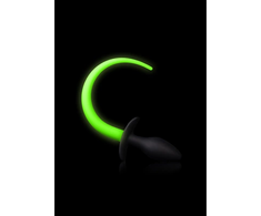 Ouch By Shots Ouch! Puppy Tail Plug Glow-in-the-Dark Silicone Medium Žalias