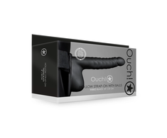 Ouch By Shots Ouch! Ribbed Hollow Intimate System with Anatomical Base 21 cm Juodas