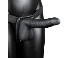 Ouch By Shots Ouch! Ribbed Hollow Intimate System with Anatomical Base 21 cm Juodas