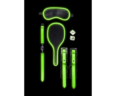 Ouch By Shots Ouch! Glow in the Dark Bondage Kit #1 - Luminous Žalias Set