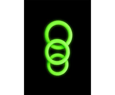 Ouch By Shots Ach! 3 vnt Gaidžio žiedų rinkinys - Glow in the Dark - Neoninis Žalias