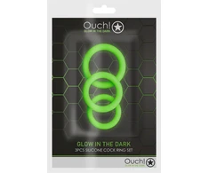 Ouch By Shots Ouch! Glow in the Dark 3-Piece Luminous Silicone Ring Set