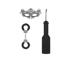 Ouch By Shots EasyToys Bondage Kit 3-Piece - Lace Mask, Leather Paddle, Furry Cuffs