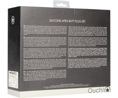Ouch By Shots Ouch! Apex Silicone Plug Set - Tapered Design, Juodas, 3 Sizes