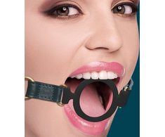 Ouch By Shots Ouch Halo Silicone Open Ring Gag - Elegant Juodas &amp; Gold Design