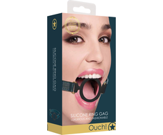 Ouch By Shots Ouch Halo Silicone Open Ring Gag - Elegant Juodas &amp; Gold Design