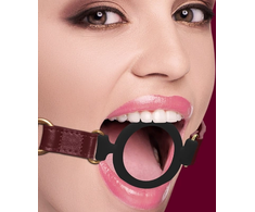 Ouch By Shots Ouch Halo Silicone Open Ring Gag - Elegant Juodas &amp; Gold Design