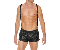Ouch By Shots Unleashed Split Leather Suspenders with Steel O-Ring, Adjustable 91-112cm