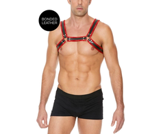 Ouch By Shots Kiotos Leather Bulldog Harness S/M - Adjustable Bonded Leather Chest Strap
