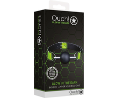 Ouch By Shots Ouch! Glow in the Dark Solid Ball Gag - Universal Size, Luminous Žalias