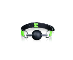 Ouch By Shots Ouch! Glow in the Dark Solid Ball Gag - Universal Size, Luminous Žalias