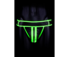 Ouch By Shots Ouch! Glow in the Dark Striped Jockstrap S/M - Fluorescent Žalias Accent