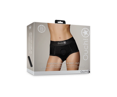 Ouch By Shots Sincerely Vibrating Strap-On Brief XS/S Juodas - Rechargeable System