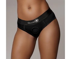 Ouch By Shots EasyToys Vibrating High-Cut Strap-On Briefs M/L Juodas with 10-Speed Bullet